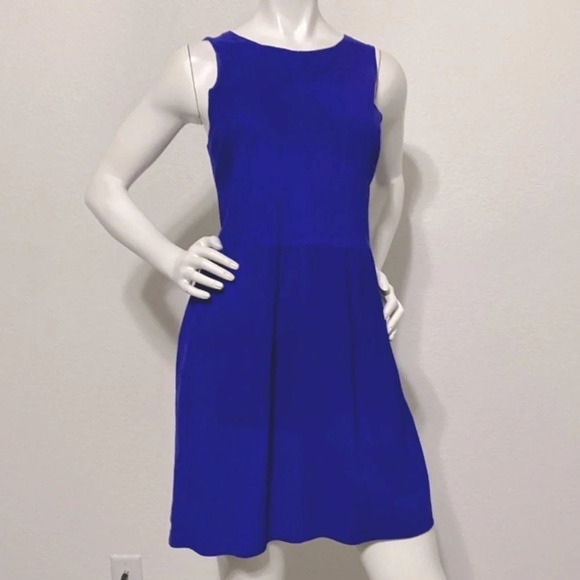 Lucky Brand Cobalt Blue Goat Leather Suede Dress Size M - Picture 2 of 10